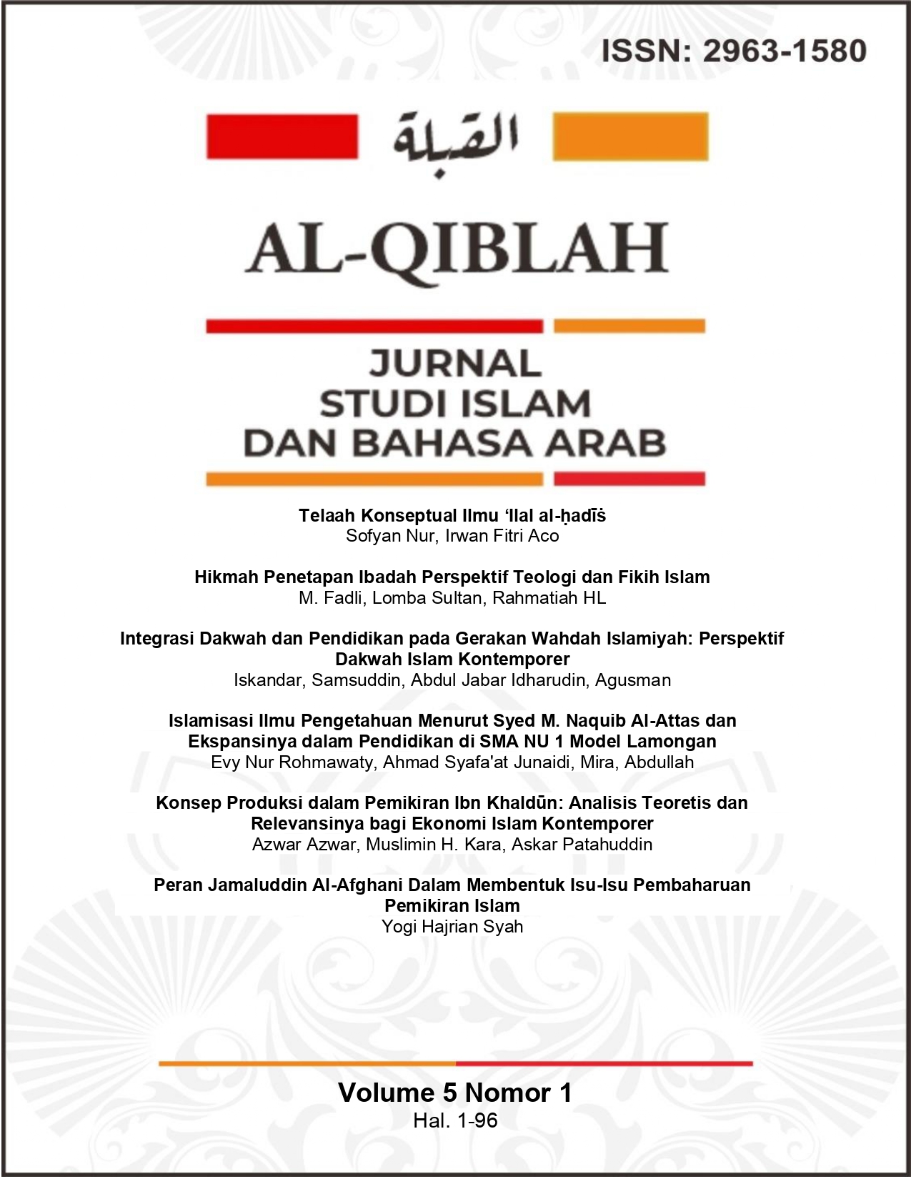 					View Vol. 5 No. 1 (2026): AL-QIBLAH: Jurnal Studi Islam dan Bahasa Arab
				